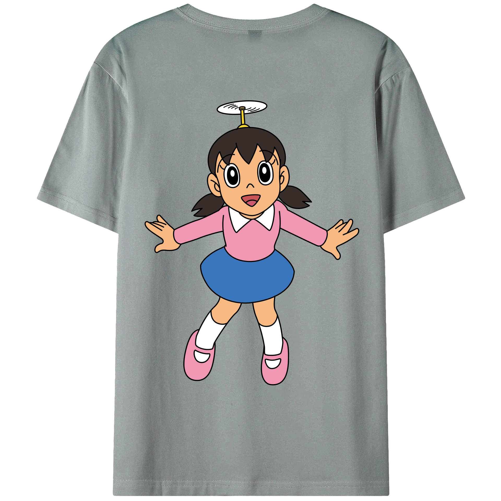 （画像用） ドラえもん みなもと しずか Doraemon Shizuka Minamoto 綿100％ メンズ半袖Tシャツ（バックプリント） 通気性